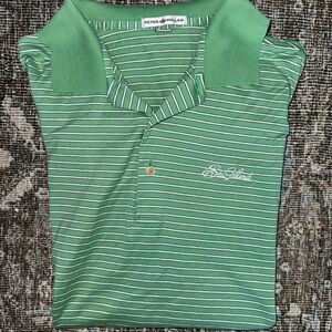 Peter Millar Green Striped Polo Shirt